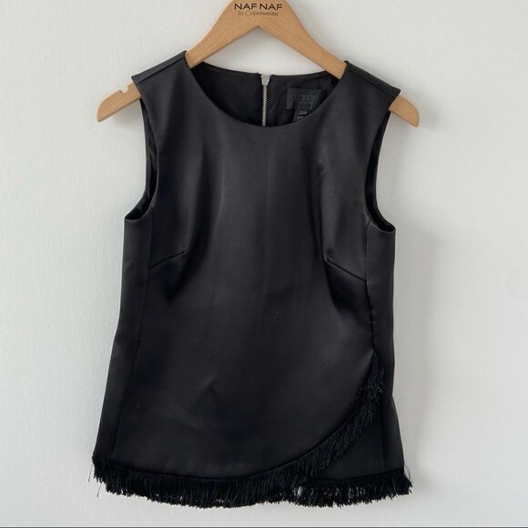J.CREW Collection satin sleeveless shell Top with fringe sz XS/S - Picture 2 of 7